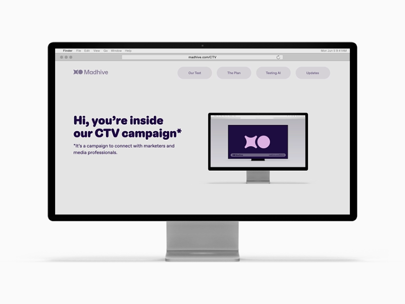 Monitor showing Our CTV Campaign